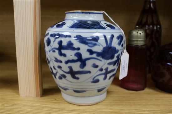 A Chinese late Ming blue and white vase